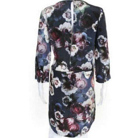 Club Monaco 100% Silk Grey Rose Dress EUC sz 2 - Picture 4 of 8